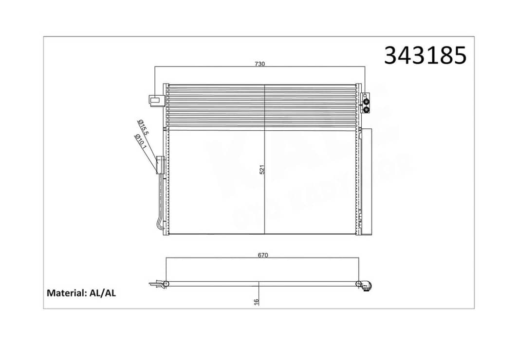 Радиатор кондиционера Jeep Grand&nbsp;Cherokee&nbsp;IV ( With Oil Cooler ) (343185) KALE OTO RADYATOR